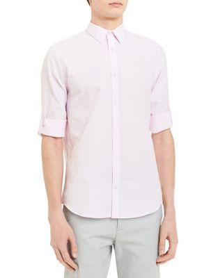 Calvin Klein Space-dye Roll-up Cotton Button-down Shirt