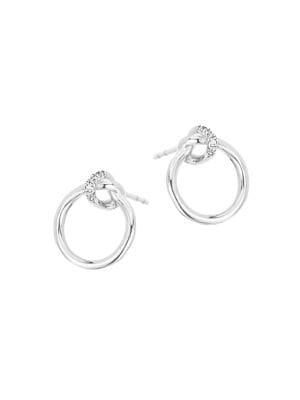 Adina Reyter Loops Sterling Silver & Pave Diamond Knot Earrings