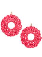 Design Lab Lord & Taylor Pink Crochet Hoop Earrings
