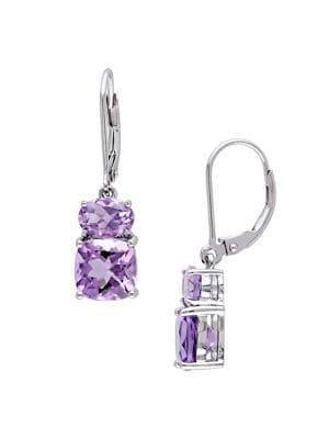 Sonatina Sterling Silver, Amethyst & Rose De France Dangle Earrings