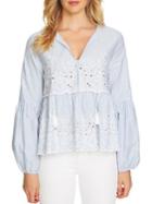 Cece Balloon Sleeve Embroidered Top