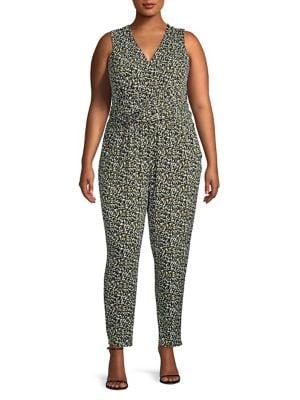 Michael Michael Kors Plus Sleeveless Camo Twist Jumpsuit