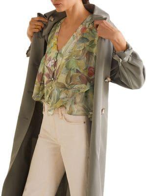 Mango Floral Ruffle Blouse