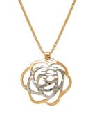 Lord & Taylor 14k Italian Gold Flower Pendant Necklace