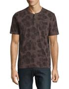 Lucky Brand Muted Tropical Print Henley Tee