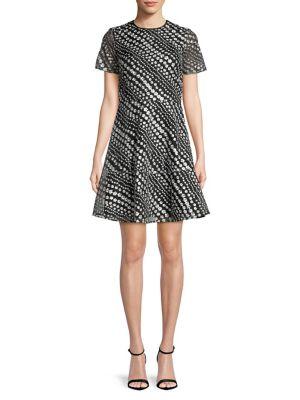 Michael Michael Kors Floral-embroidered Fit-&-flare Dress