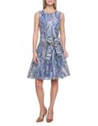 Tommy Hilfiger Paisley-print Striped Sheer Fit & Flare Dress