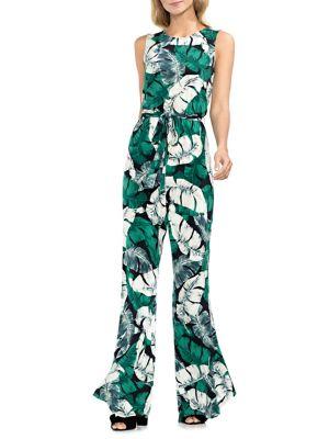 Vince Camuto Sleeveless Palm Print Jumpsuit