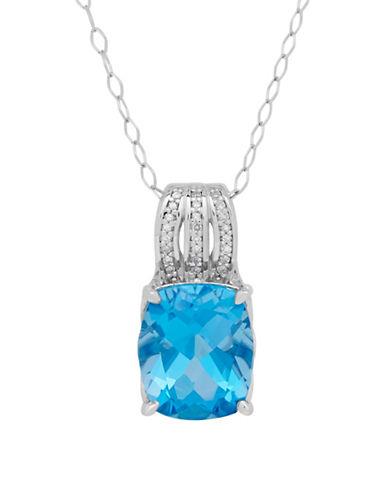 Lord & Taylor Diamond And Sterling Silver Cushion Pendant Necklace