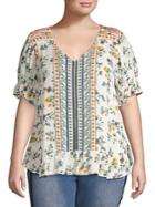 Lucky Brand Plus Border-print Top