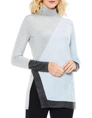 Vince Camuto Colorblocked Turtleneck Tunic Sweater