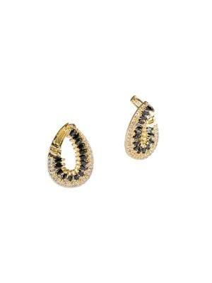 Cz By Kenneth Jay Lane Mixed Crystal Curved Huggie Earrings