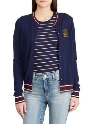 Lauren Ralph Lauren Striped Crewneck Cardigan