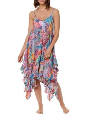 Bleu By Rod Beattie Here Comes The Sun Printed Handkerchief-hem Dress