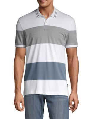 Boss Colorblock Striped Cotton Polo