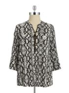 Calvin Klein Plus Patterned Zip Accented Blouse