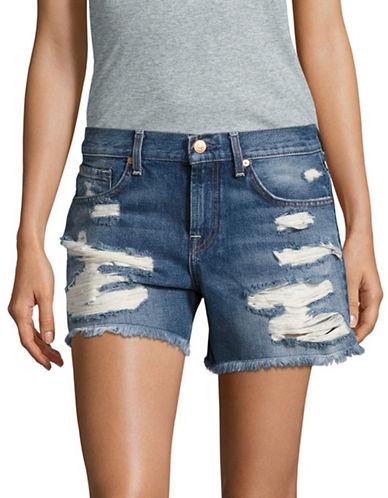 Seven For All Mankind Frayed-cuff Distressed Denim Shorts