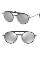 Prada 51mm Oval Aviator Mirrored Sunglasses