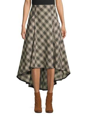 Free People Plaid Cotton High-low Skirt