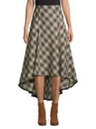 Free People Plaid Cotton High-low Skirt
