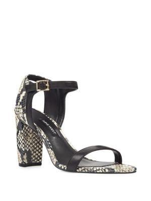 Nine West Nemble Snake Print Leather Ankle-strap Sandals