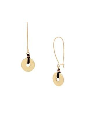 Robert Lee Morris Soho Moonrise Crystal And Leather Disc Drop Earrings