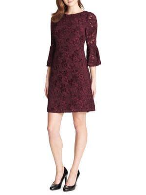 Tommy Hilfiger Clip Abstract Floral Chiffon Bell-sleeve Dress