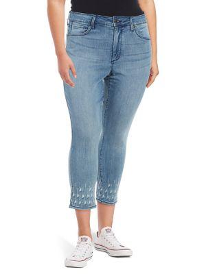Nydj Plus Sheri Embroidered Slim Ankle Jeans