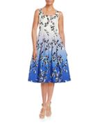 Ivanka Trump Floral Print Pleated Dress