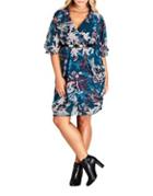 City Chic Plus Printed Belted Mini Dress
