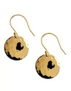 Lord & Taylor 18 Kt Gold Over Sterling Silver Hammered Disc Drop Earrings
