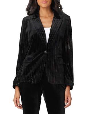 Tahari Arthur S. Levine Petite Printed Velvet Button Jacket