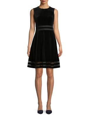 Calvin Klein Sleeveless Velvet Illusion-hem Dress