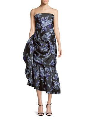 Mestiza New York Metallic Midnight Carolina Side Ruffle Midi Dress
