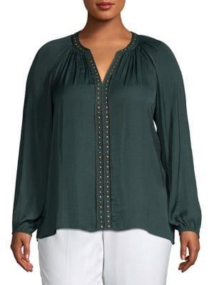 Vince Camuto Plus Studded Rumple Blouse