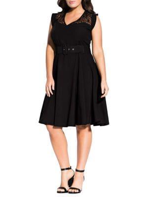 City Chic Plus First Vintage Belted Dress