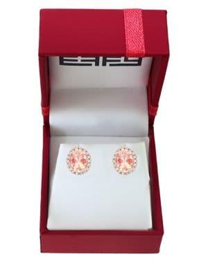 Effy 14k Rose Gold 0.13 Tcw Diamonds & Morganite Round Stud Earrings