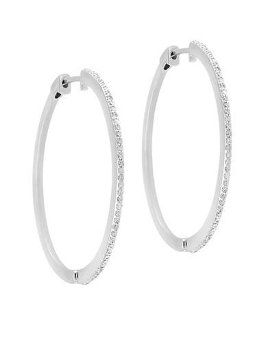 Effy Final Call Diamond & 14k White Gold Hoop Earrings- 1.39in
