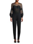 French Connection Paulette Sheer Long-sleeve Jumpsuit