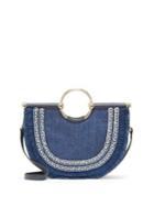 Vince Camuto Small Half-moon Denim Satchel Bag