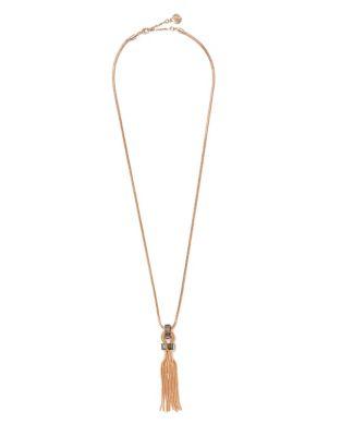 Vince Camuto Statement Stone Fashion Crystal Tassel Pendant Necklace