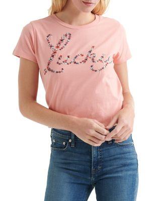 Lucky Brand Embroidered Short-sleeve Cotton Tee