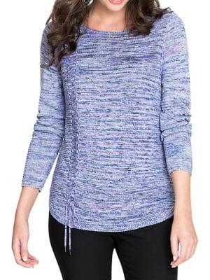 Nic+zoe Lace-up Textured Top