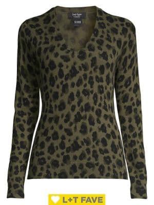 Lord & Taylor Animal-print Cashmere Sweater
