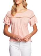 Cece Desert Ruffled Knit Cotton Blend Top