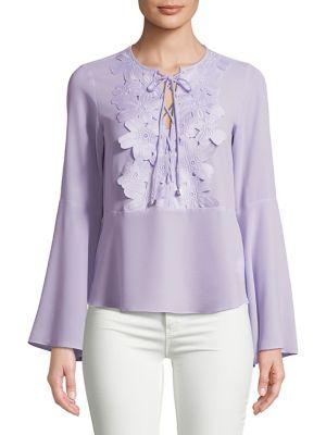 Michael Michael Kors Petite Floral Lace-up Kimono Blouse