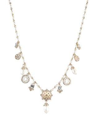 Marchesa Shaky Goldtone, Faux Pearl & Crystal Necklace