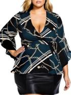 City Chic Plus Chain In Fit-&-flare Top