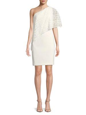 Lauren Ralph Lauren Cut-out Overlay One-shoulder Sheath Dress