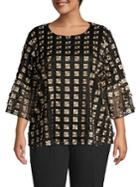 Calvin Klein Plus Embroidered Bell-sleeve Top